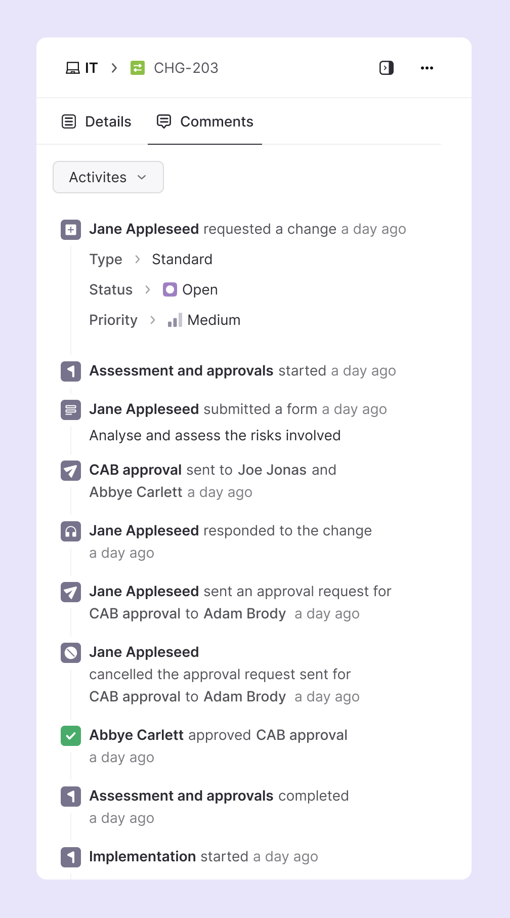 Change audit logs Atomicwork