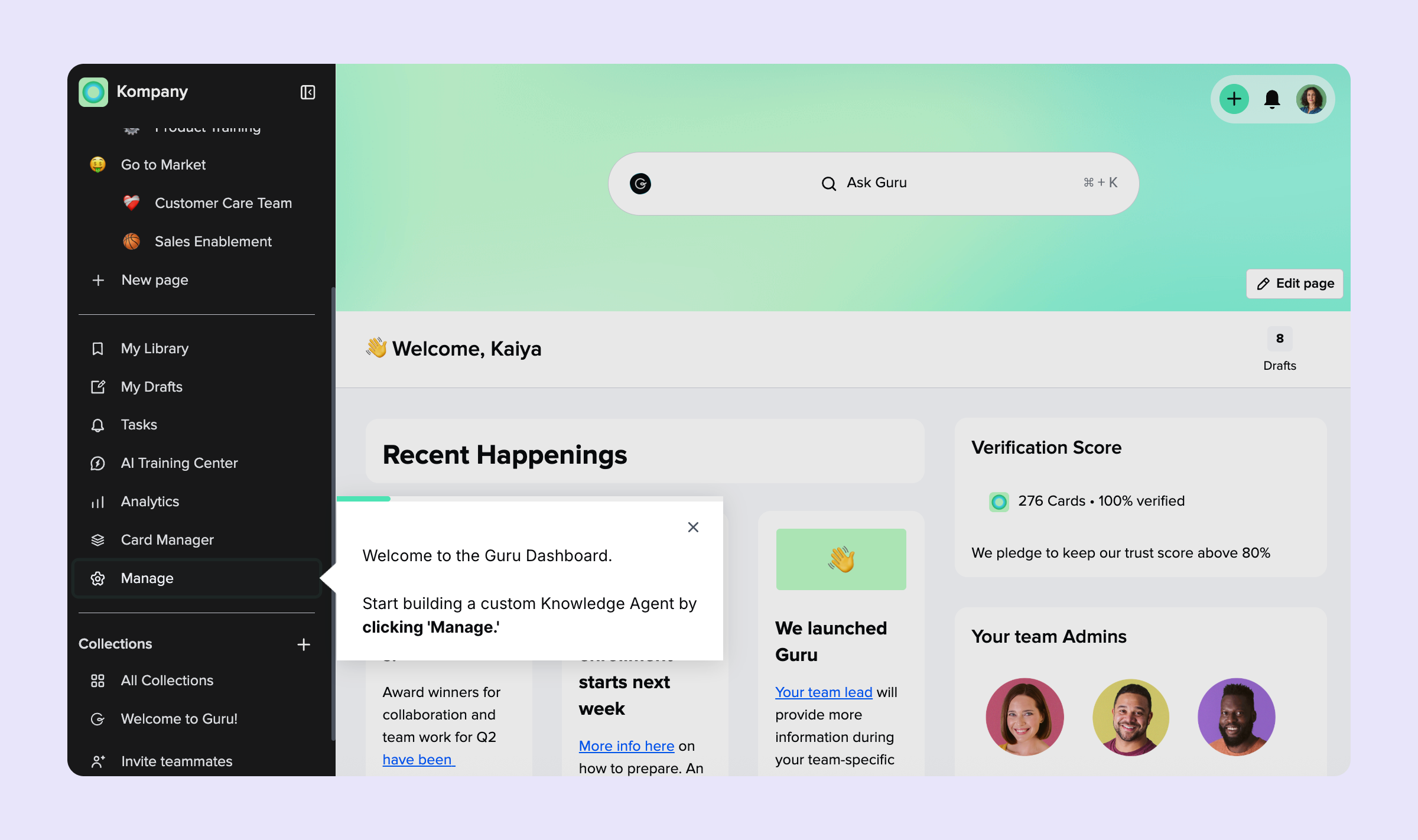Guru enterprise search tool