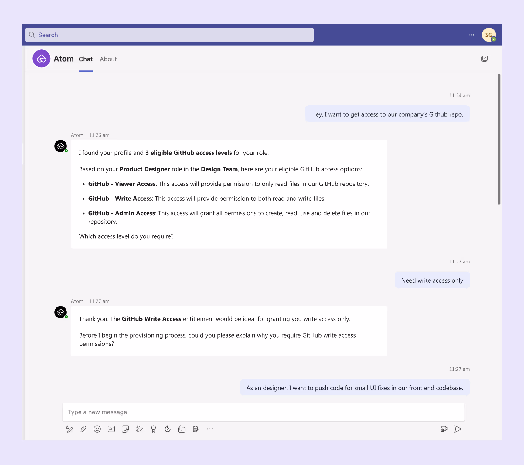 Conversational access provisioning with agentic AI