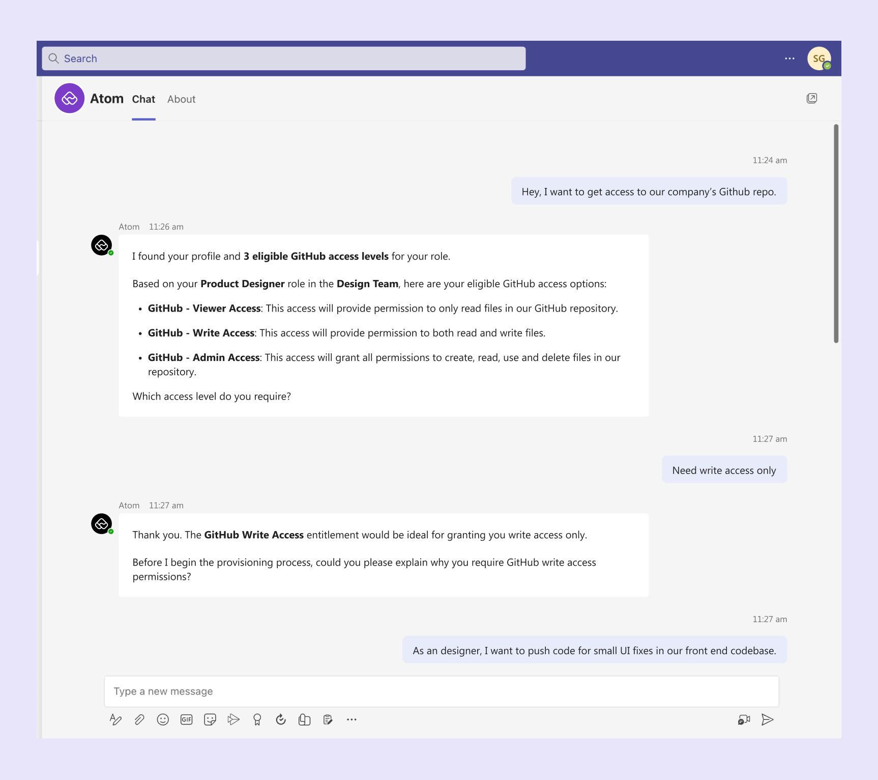 Conversational access provisioning with agentic AI