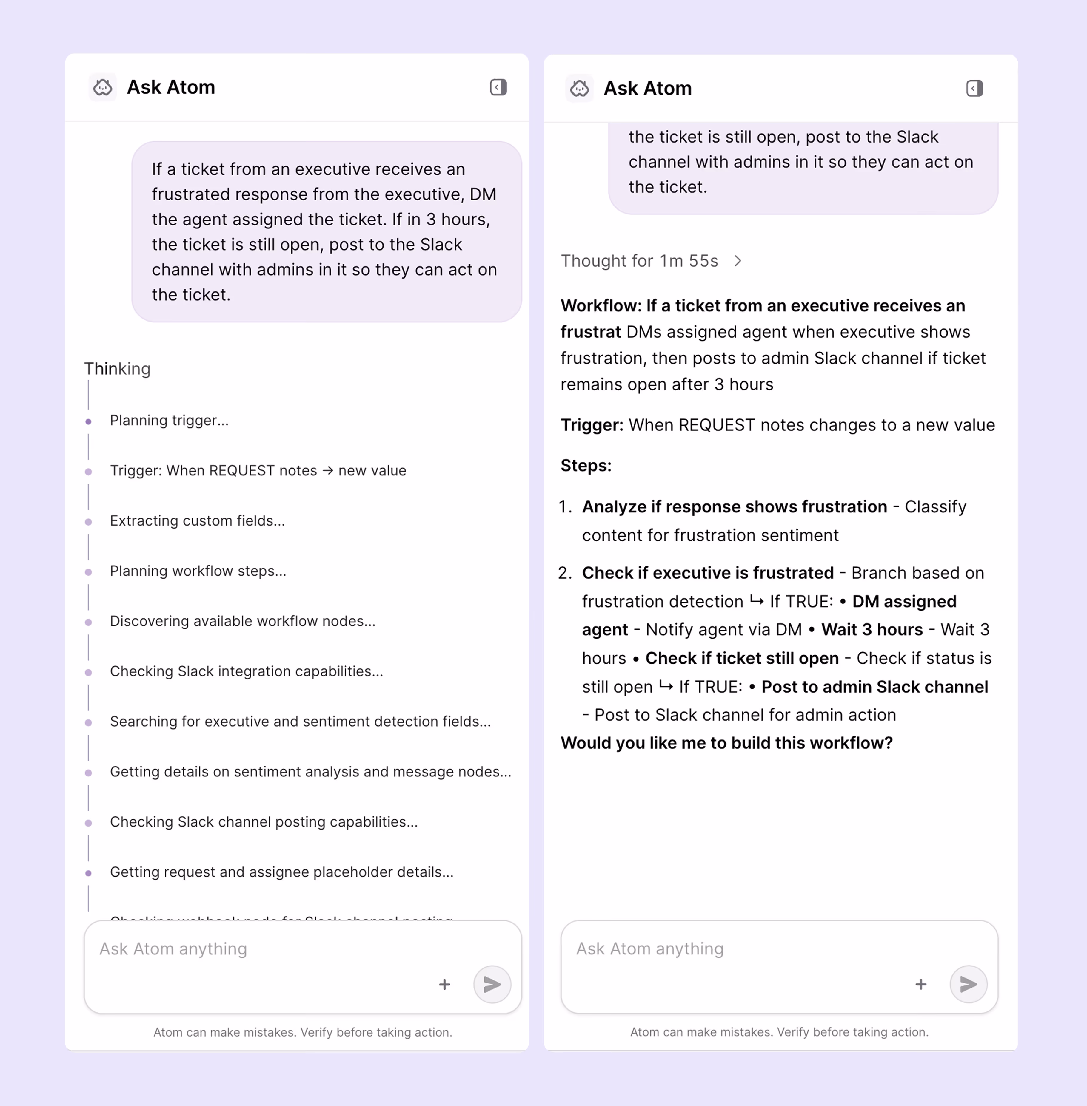 AI workflow builder Atomicwork