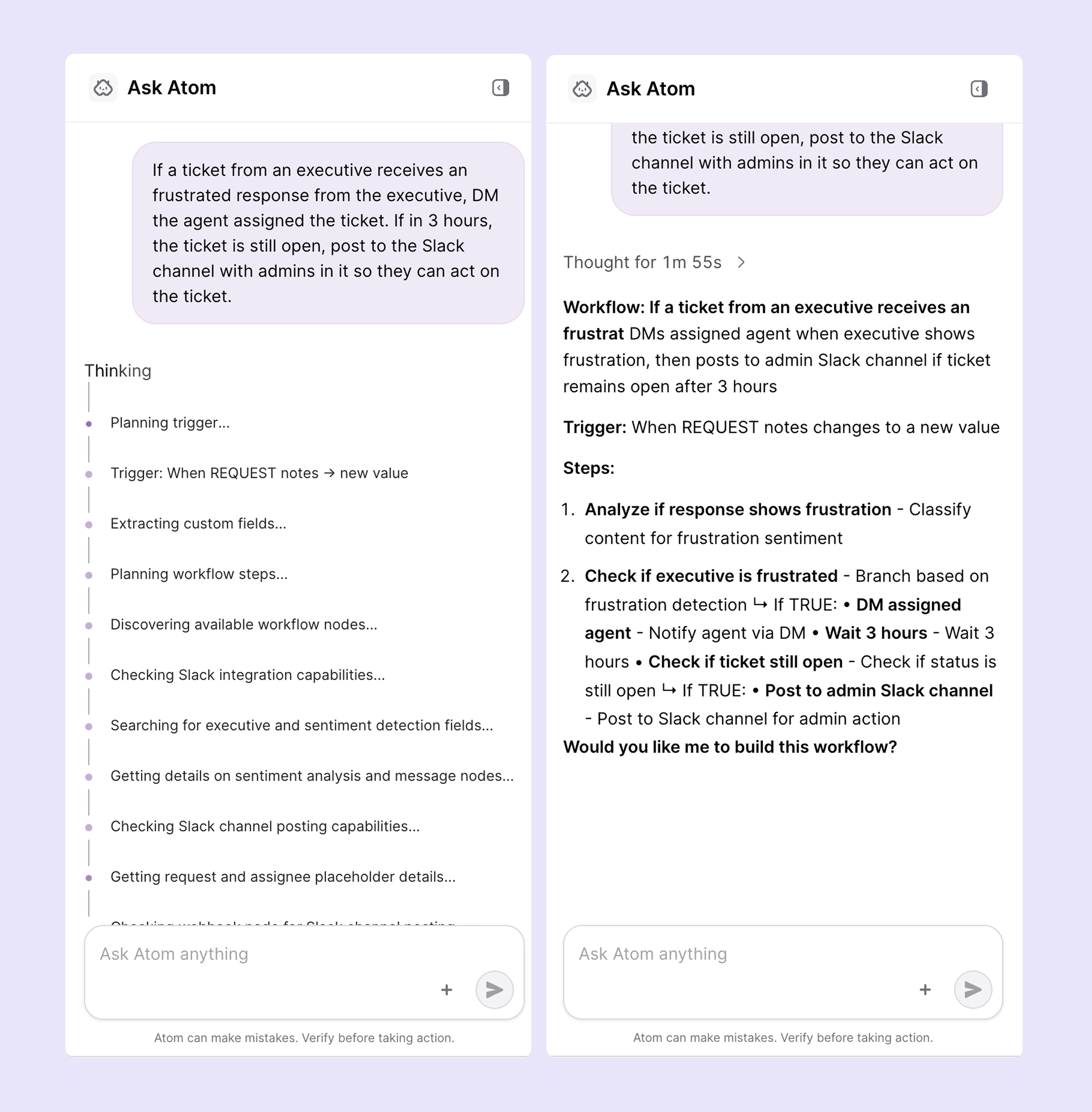 AI workflow builder Atomicwork