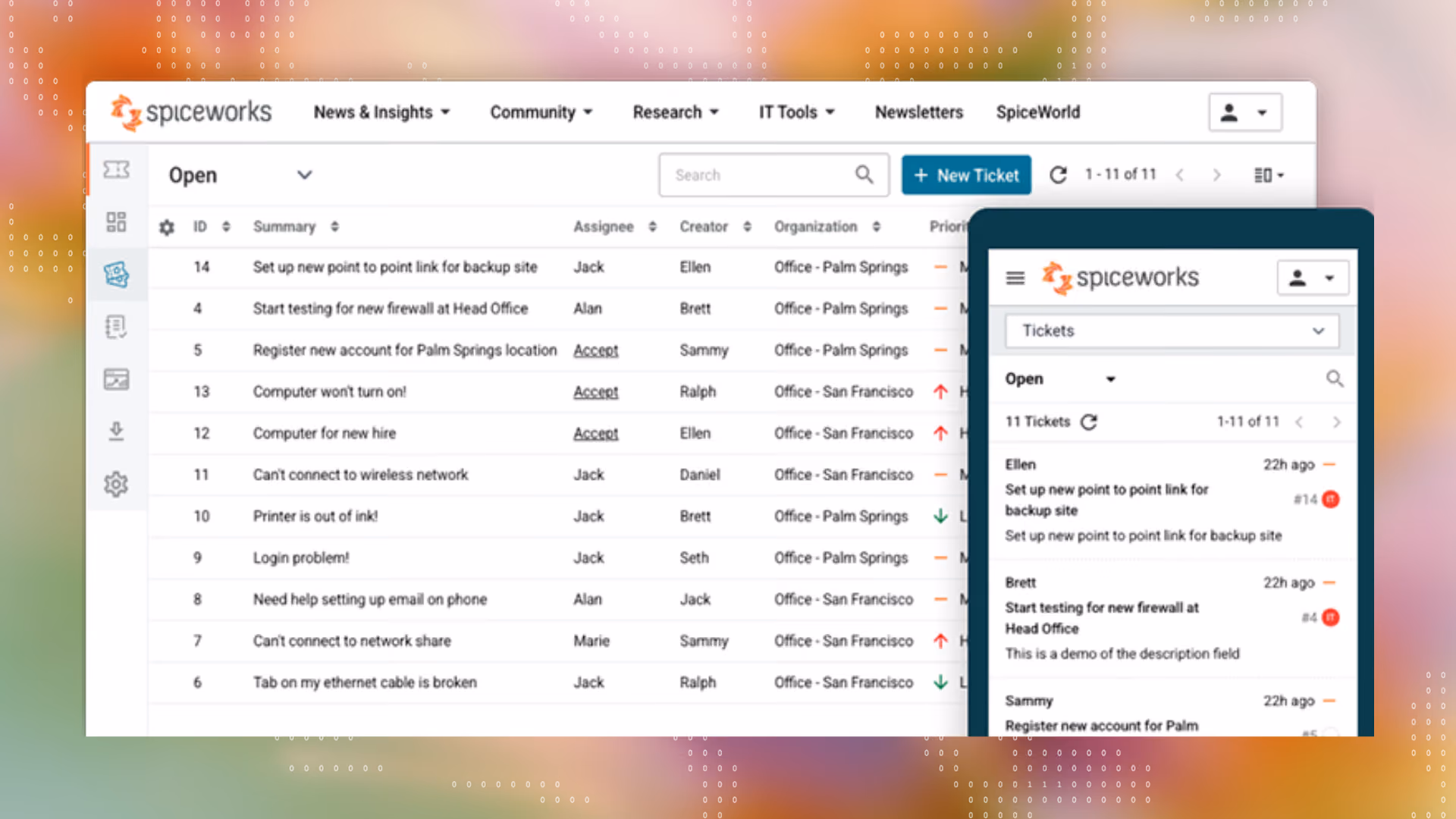 Spiceworks free ITSM Platform