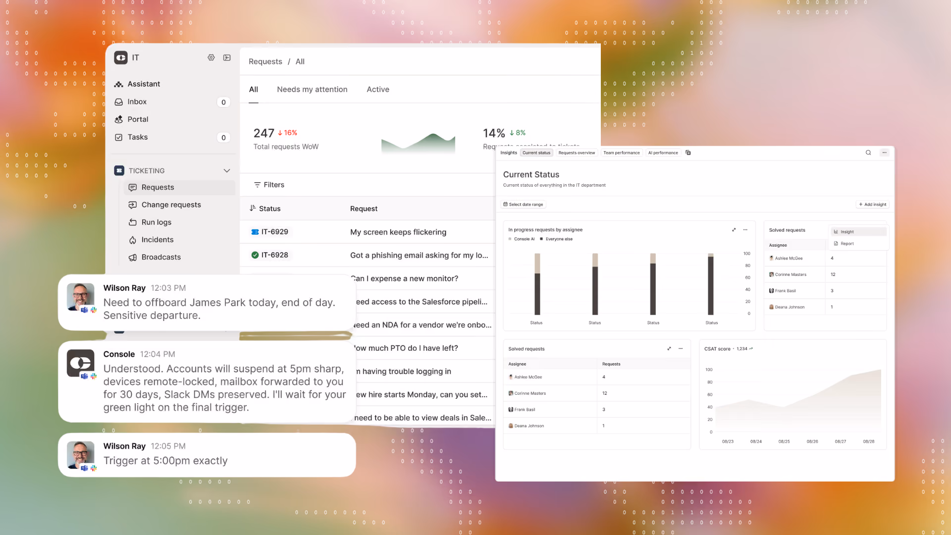 Console AI ITSM tool
