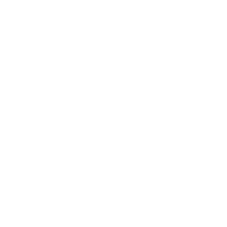 White Icon of hands holding, forming a heart at the top