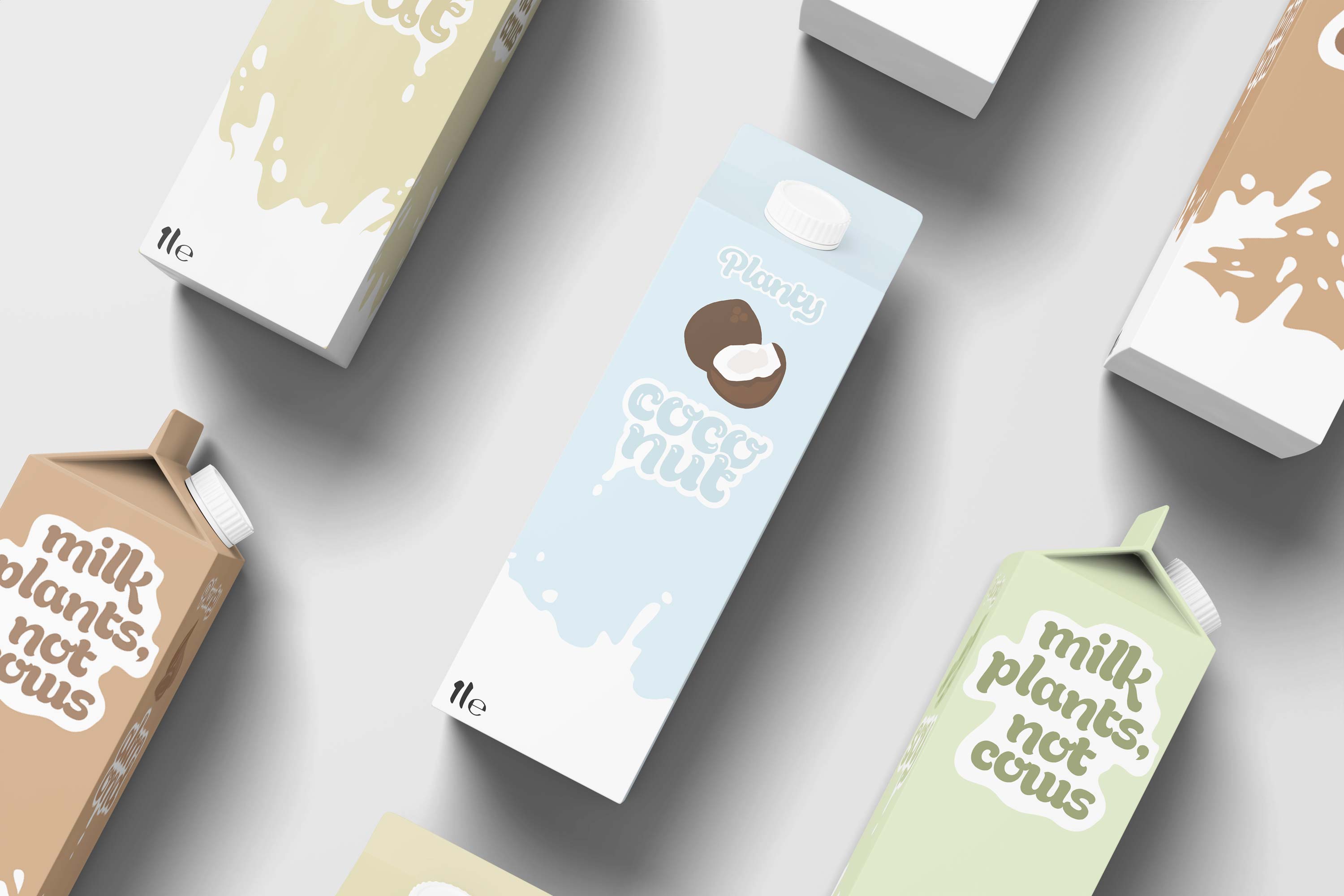 all kinds of milk cartons