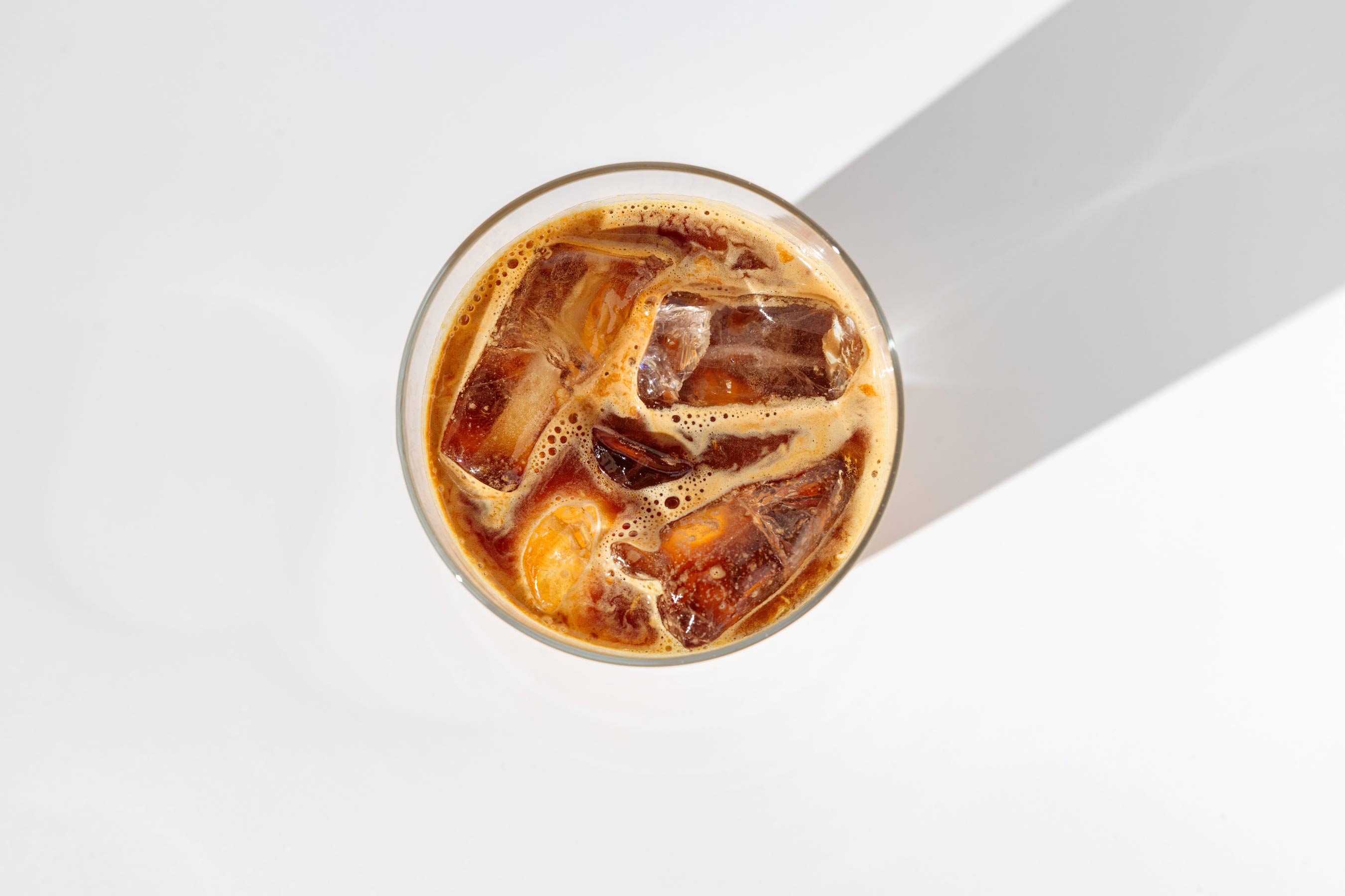 iced coffee in sunlight