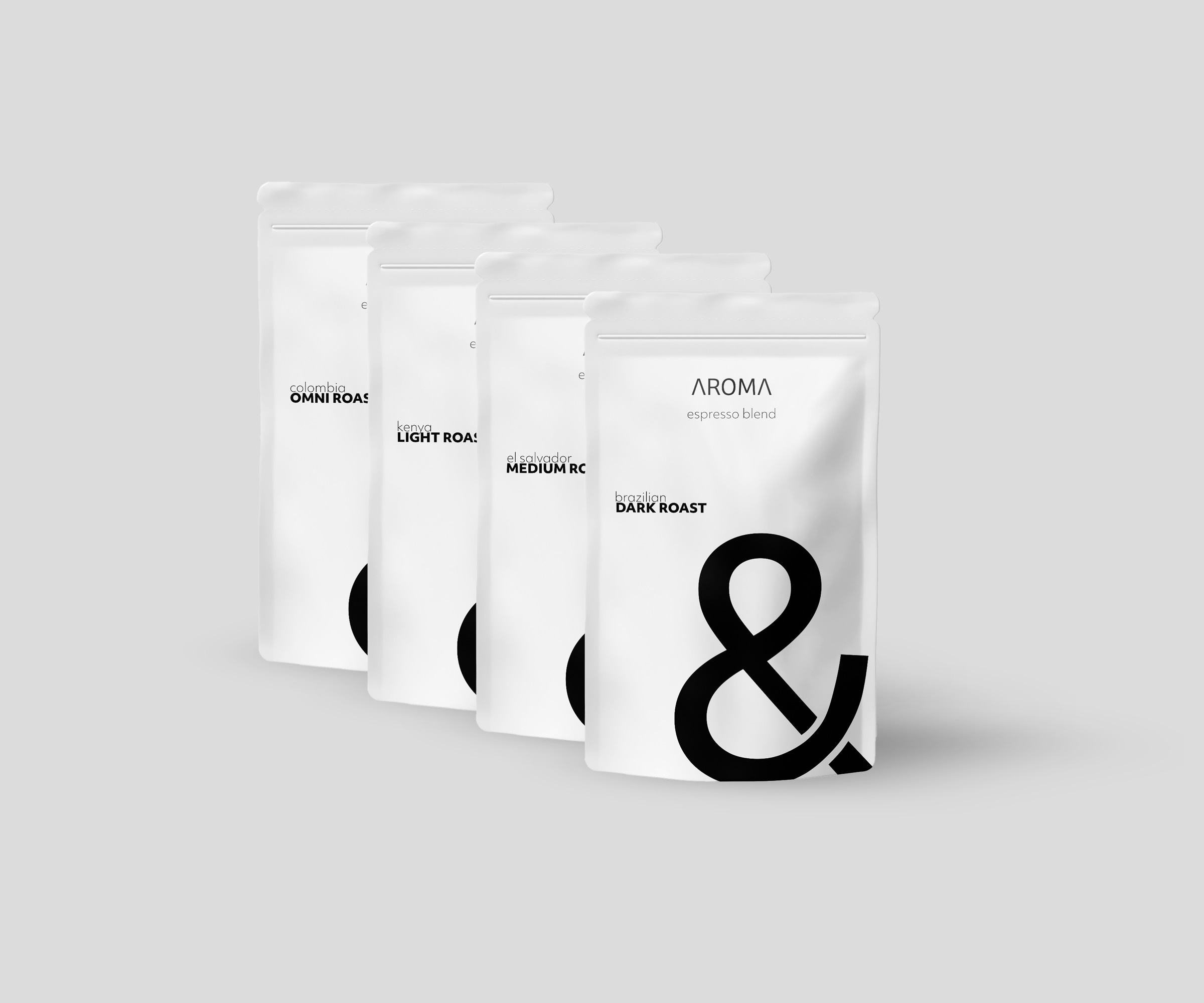different coffee bean bags from aroma