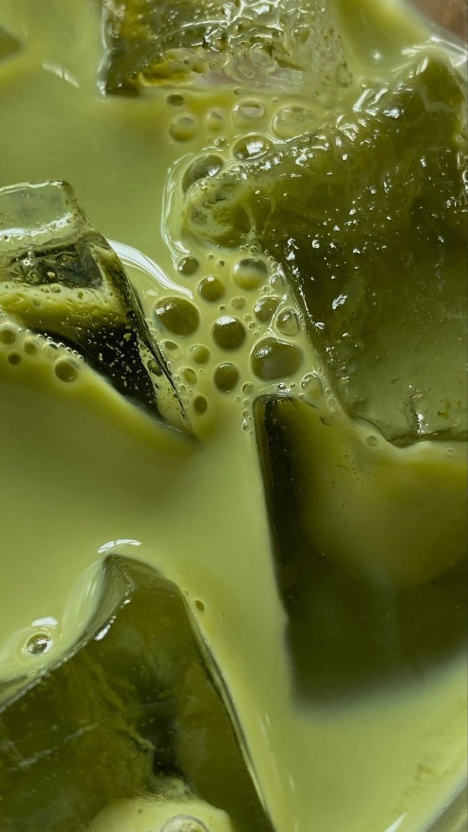 Matcha with ice cubes