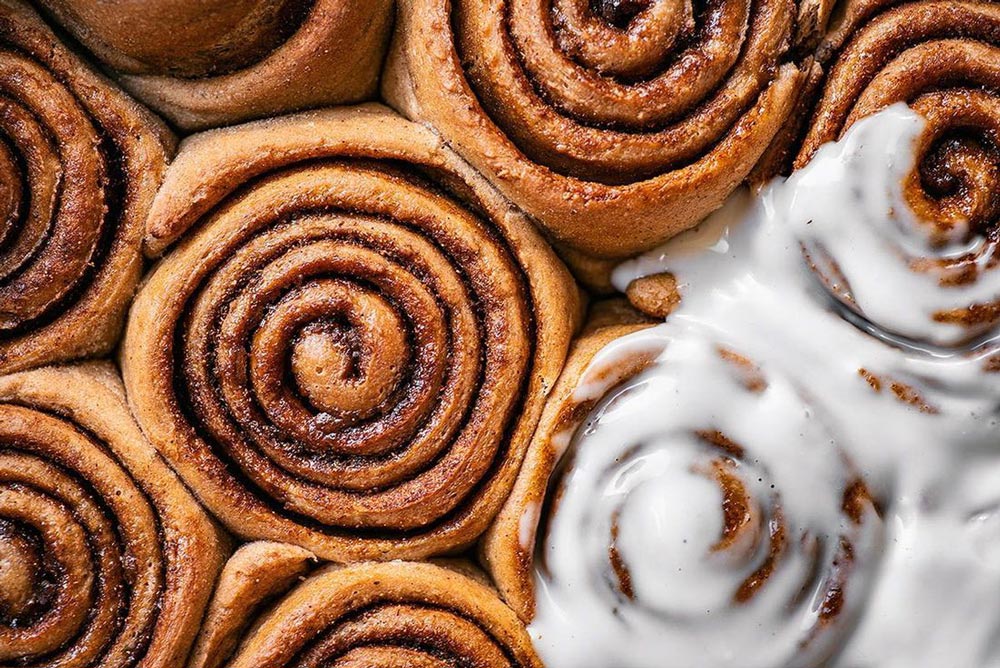 a picture with cinnamon buns