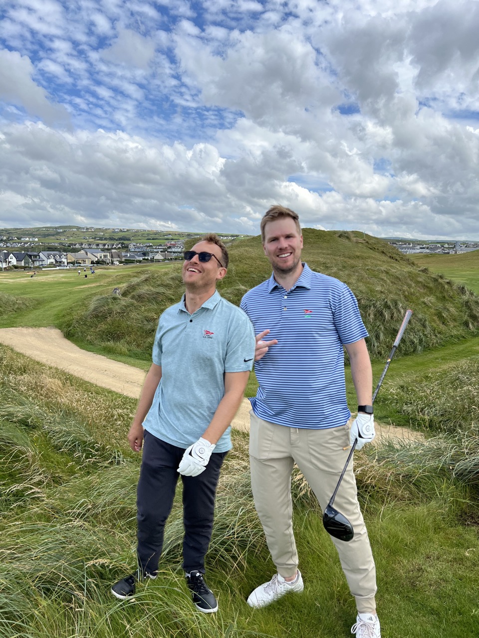 The two Surfridge Golf founders posing for a photo at Lahinch Golf Links