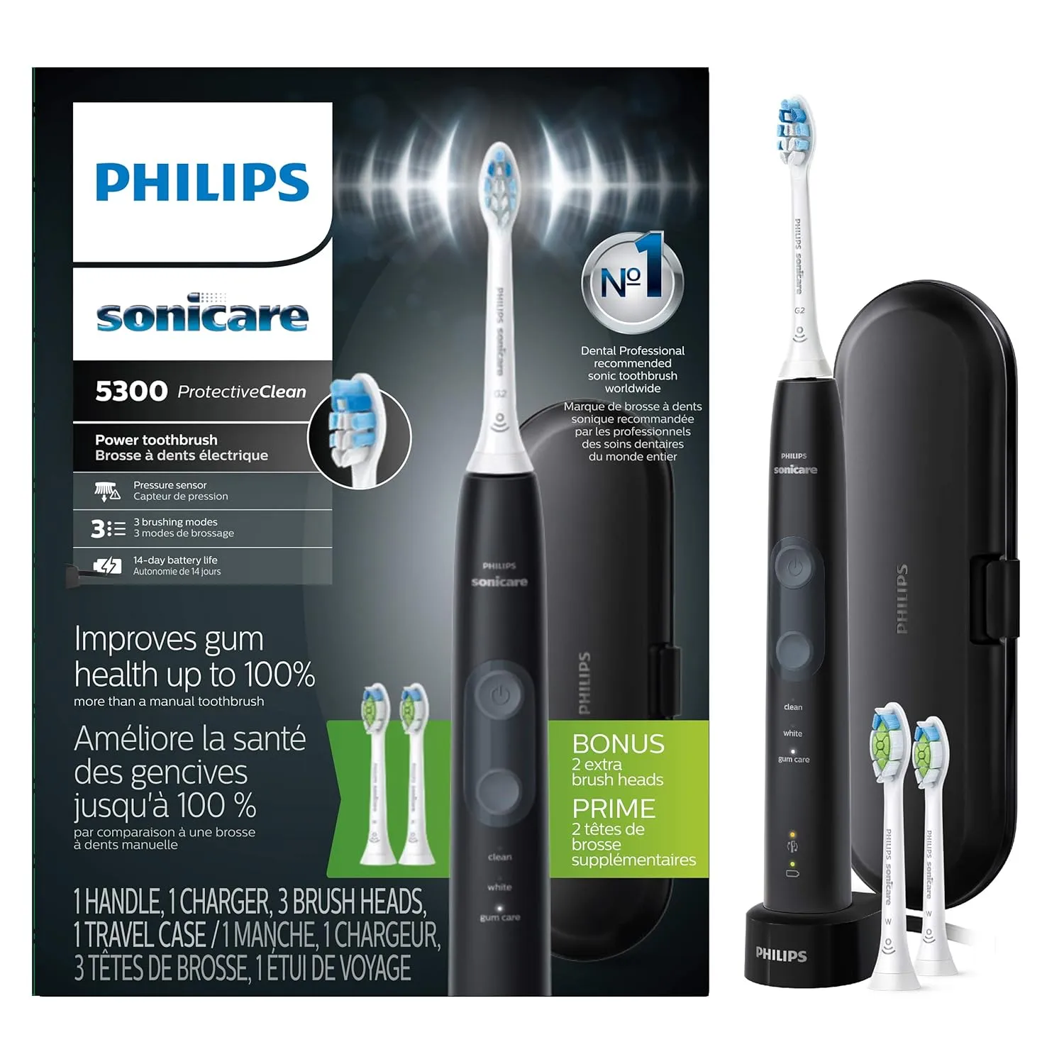 Philips Sonicare ProtectiveClean 5300 Rechargeable Electric Toothbrush with Pressure Sensor