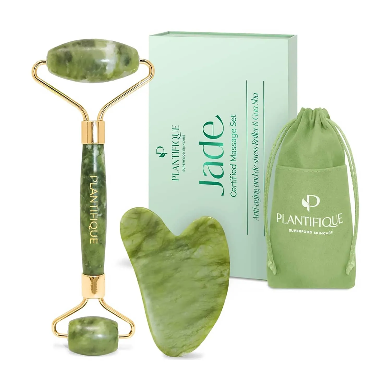 Plantifique Jade Roller & Gua Sha Set