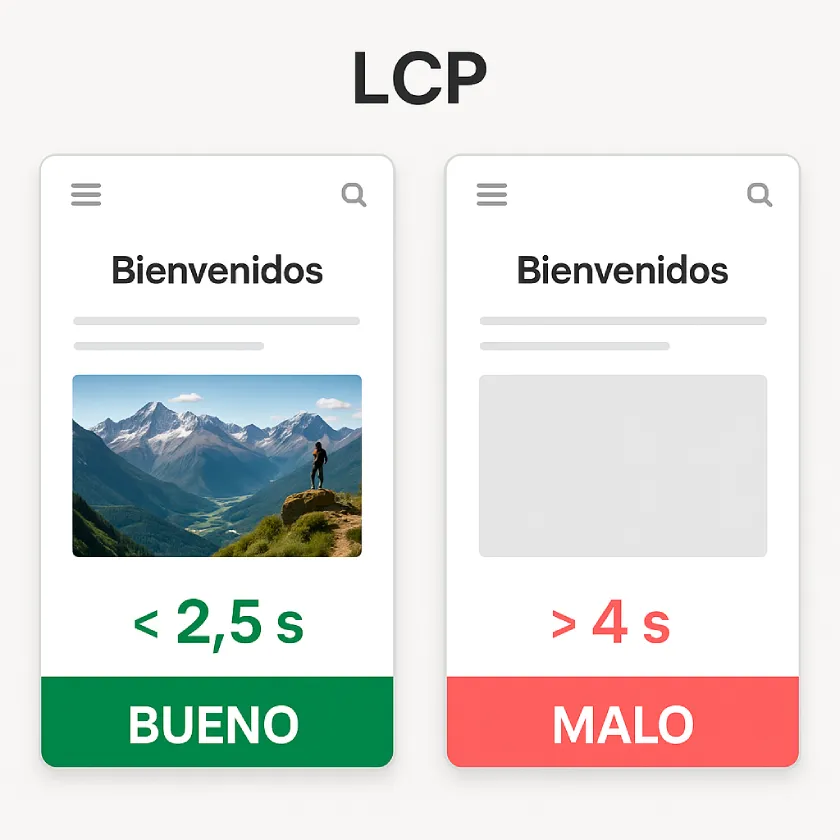 Evaluación de una buena vs mala optimización de LCP