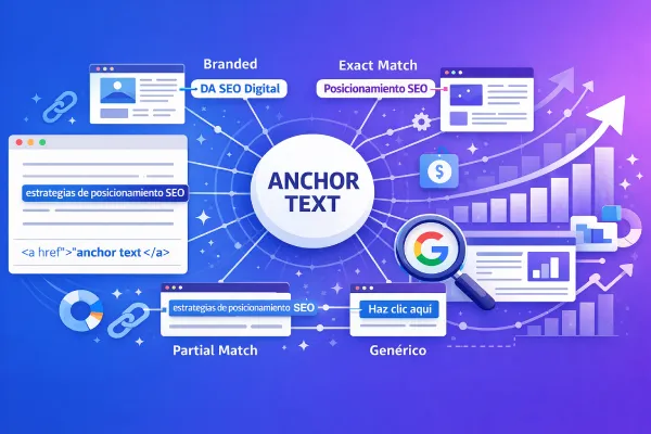 Imagen representando los diferentes tipos de anchor text o texto ancla para optimizar el SEO