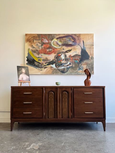 Mid Century Walnut & Burl Dresser