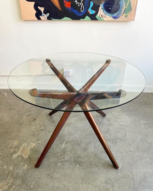Custom Glass & Walnut Dining Table