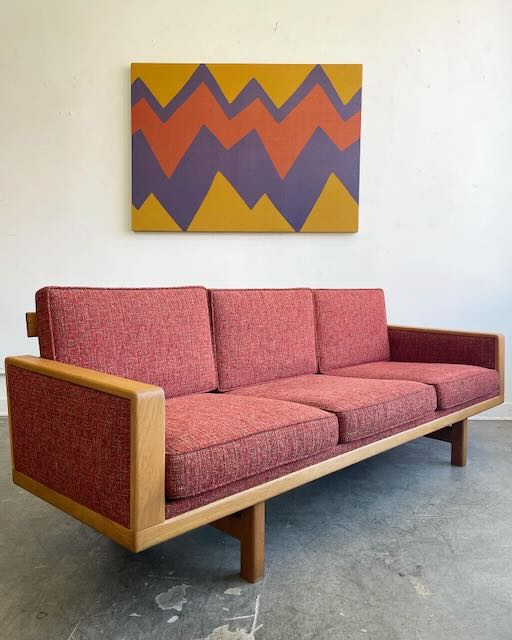 Hans Wegner Style Oak 3 Seater Sofa