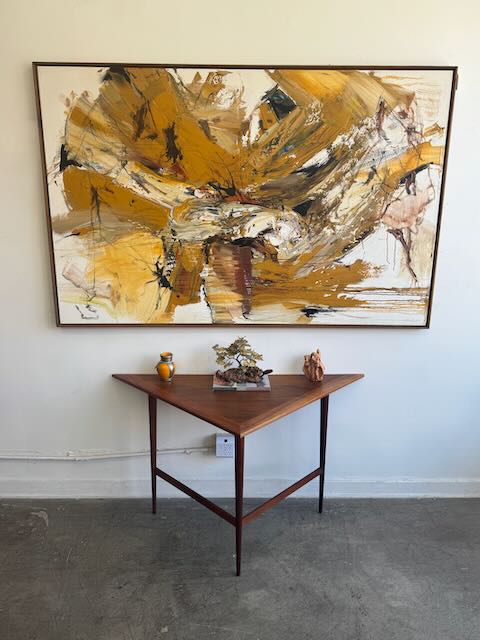 Mid Century Walnut Corner Table 