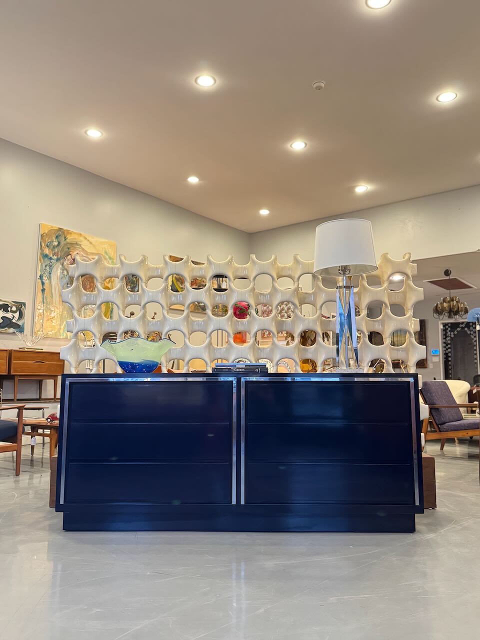 Postmodern Navy Low Dresser