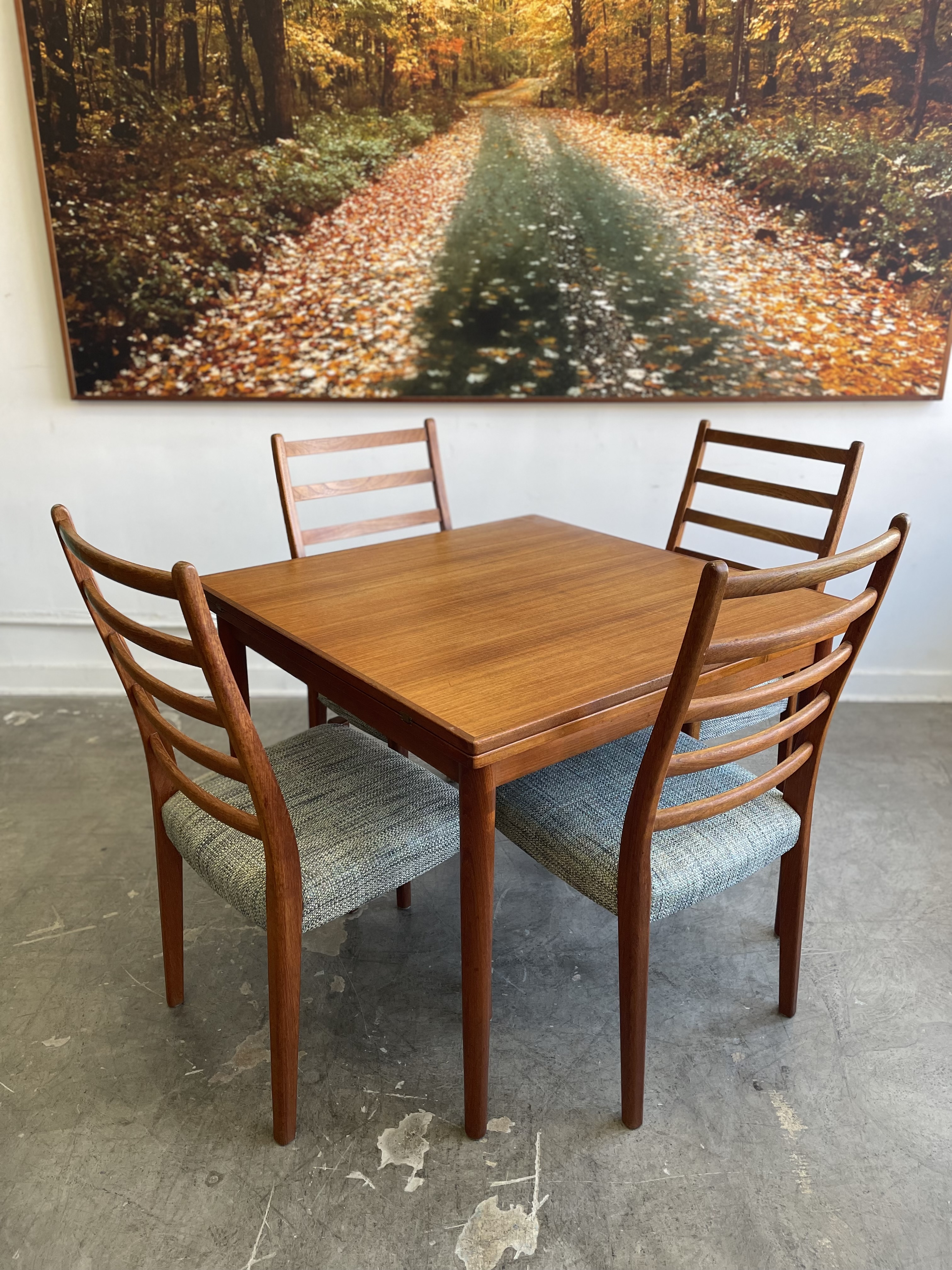 Flip Top Dining Table by GP Farum of Denmark and 4 Chairs by Svesgards