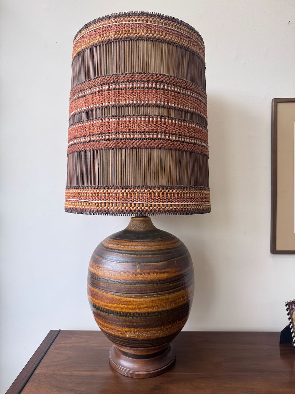 Vintage Ceramic Lamp with Maria Kipp Shade 