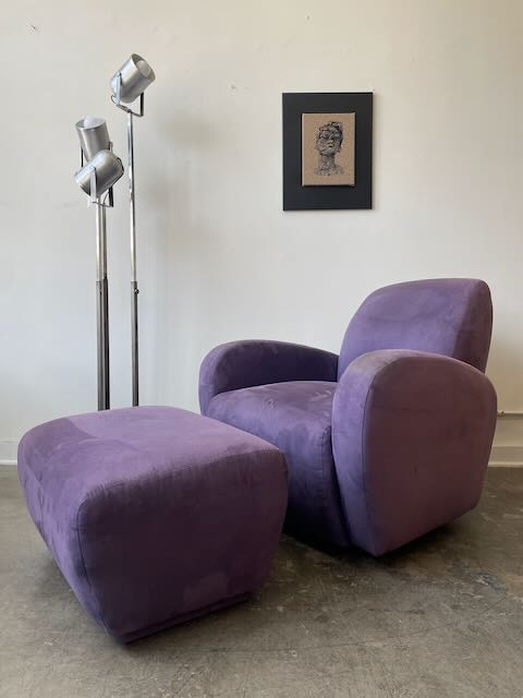 Postmodern Purple Chair & Ottoman Set