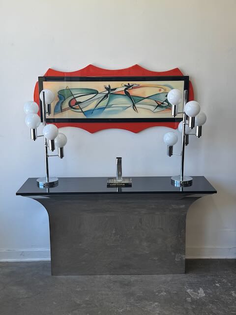 Sally Sirkin Lewis Style Steel Console Table