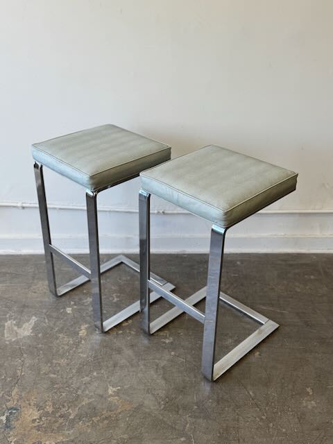 Pair of Milo Baughman Style Barstools