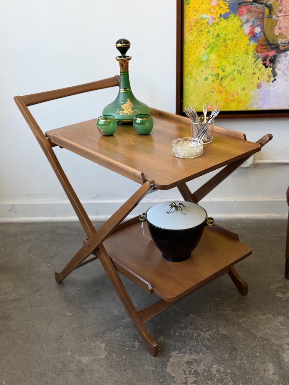 Vintage Yugoslavian Folding Bar Cart