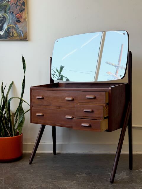 1960's Compact Teak Vanity Storage