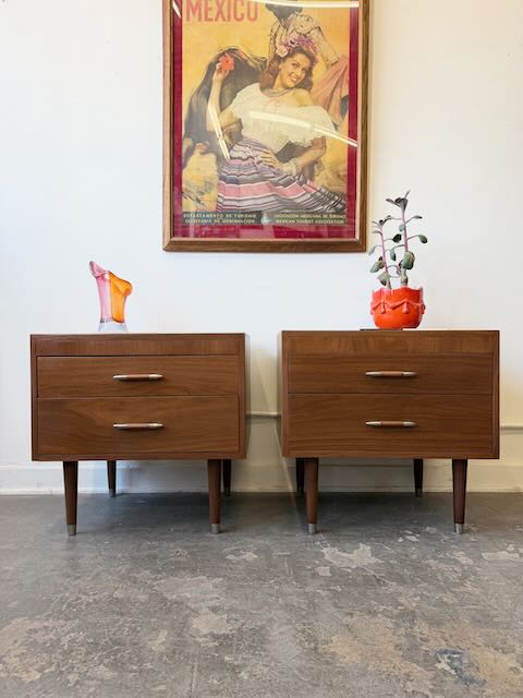 Pair of 1960's Walnut Nightstands