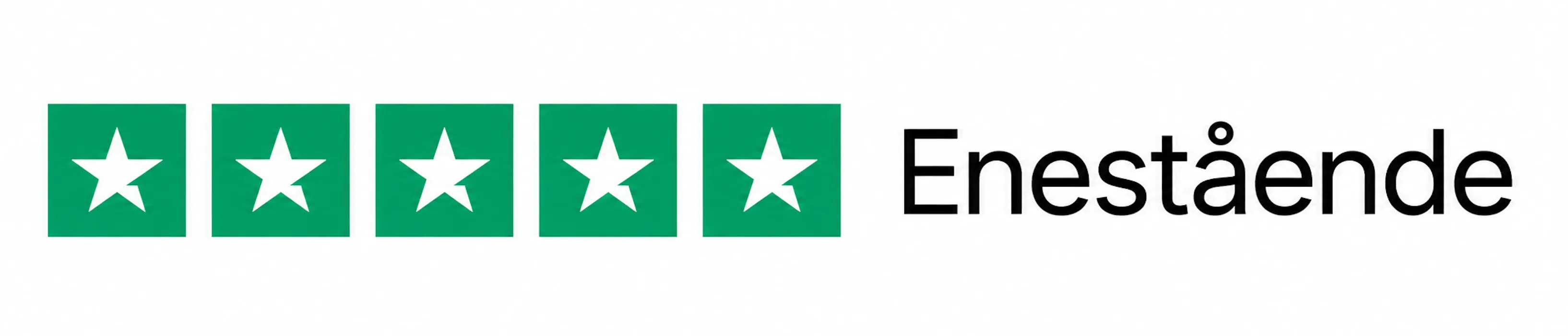 Five green squares each with a white star, next to the word 'Enestående'.