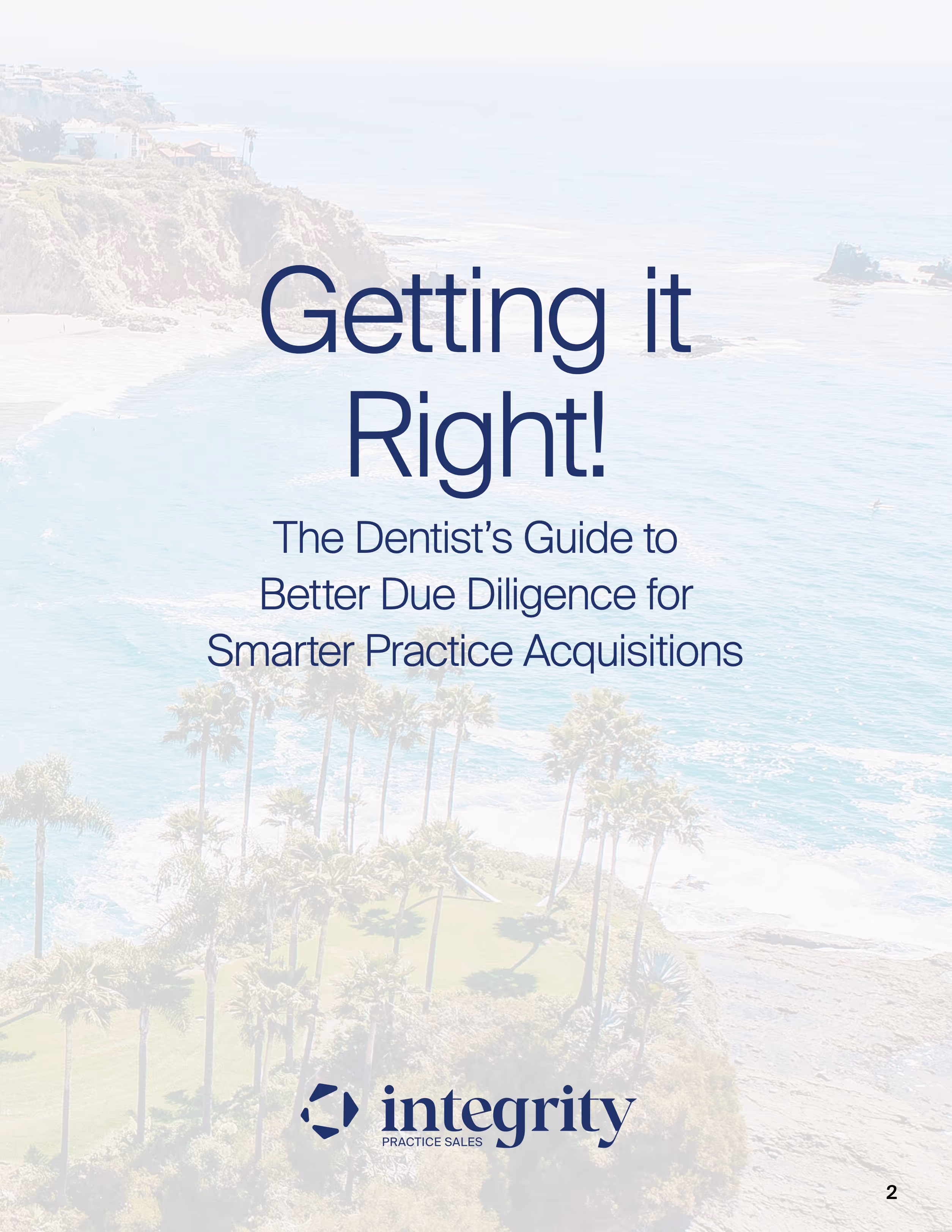 Dentist's guide book cover with coastal landscape and palm trees