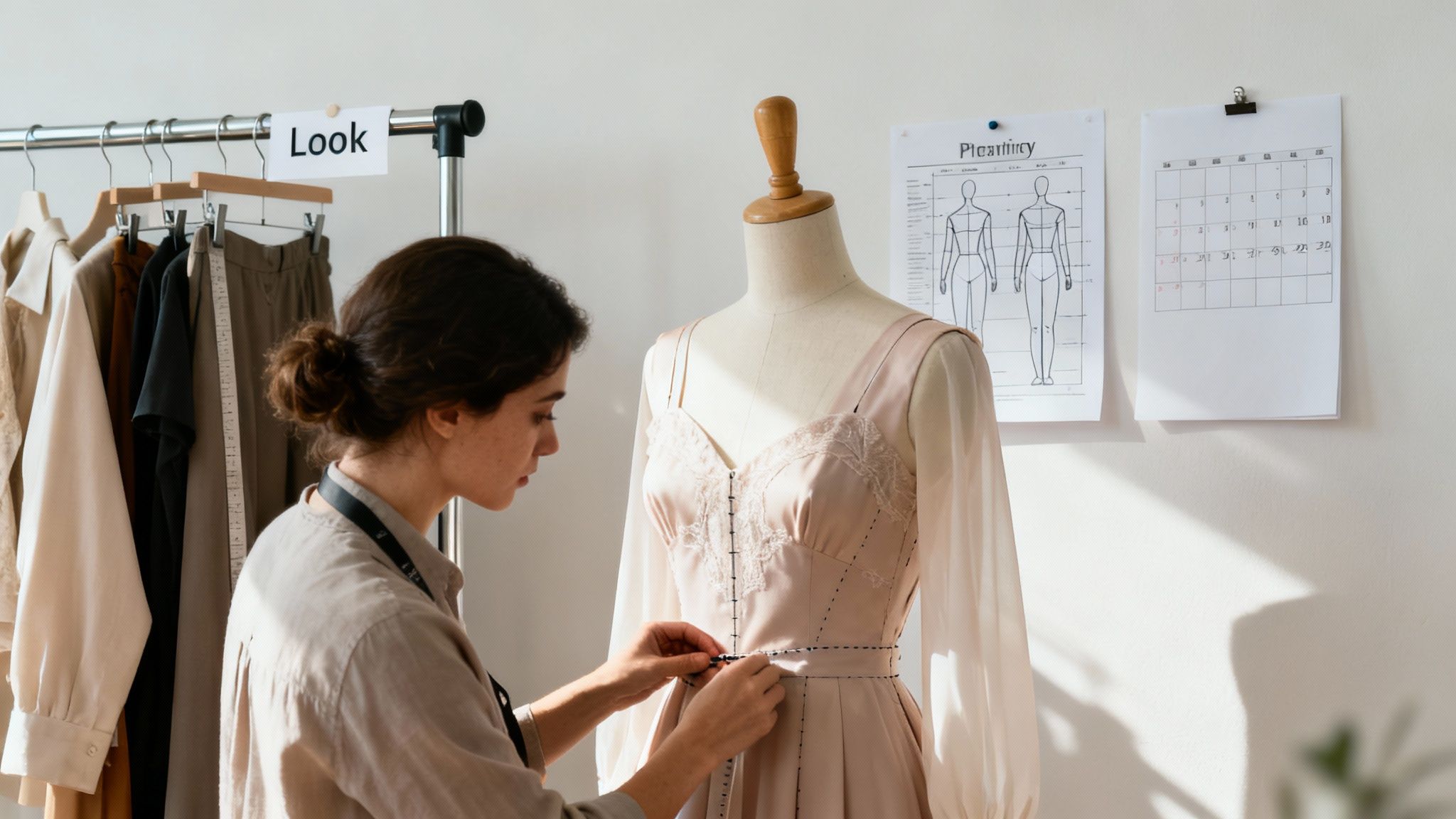 Shot setup mixing real and virtual models in summer dresses