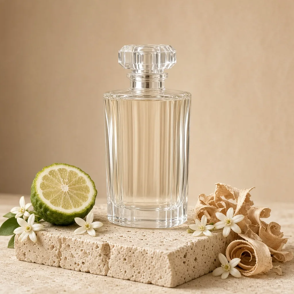 Fragrance photography idea with scent-note ingredient props