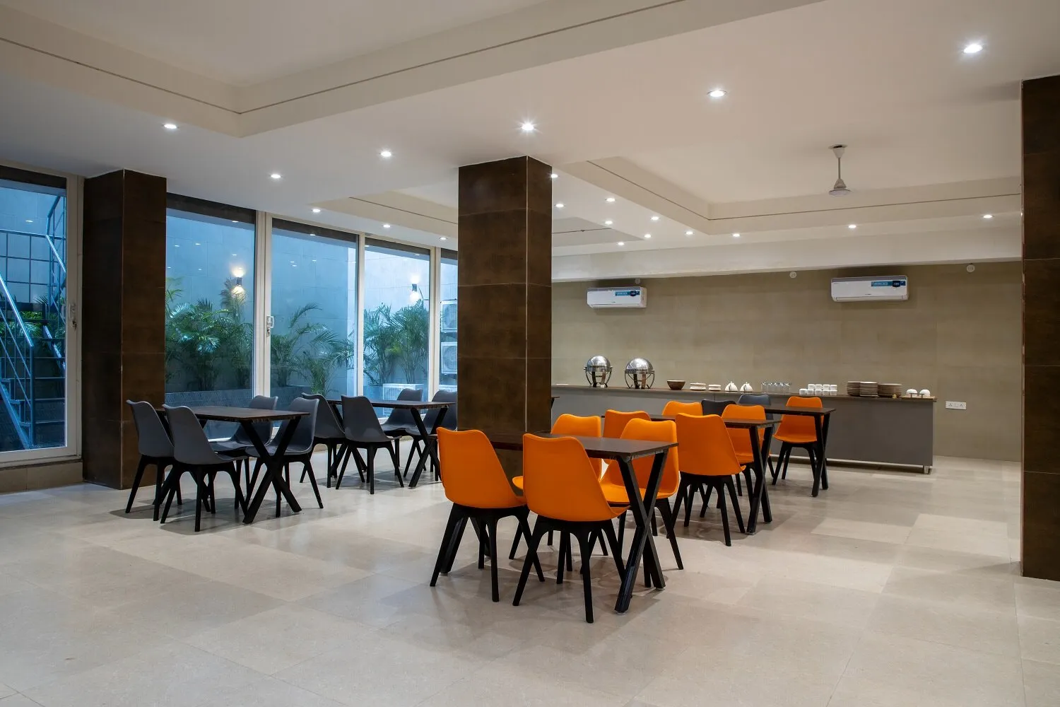 Breakfast lounge area in the basement of the building for the convenience of the guests and also serves as a guest lounge