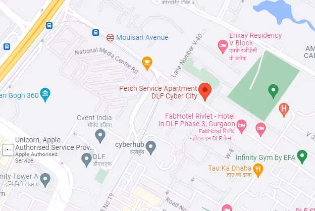 link to the google map of perch studio apartments on sohna road