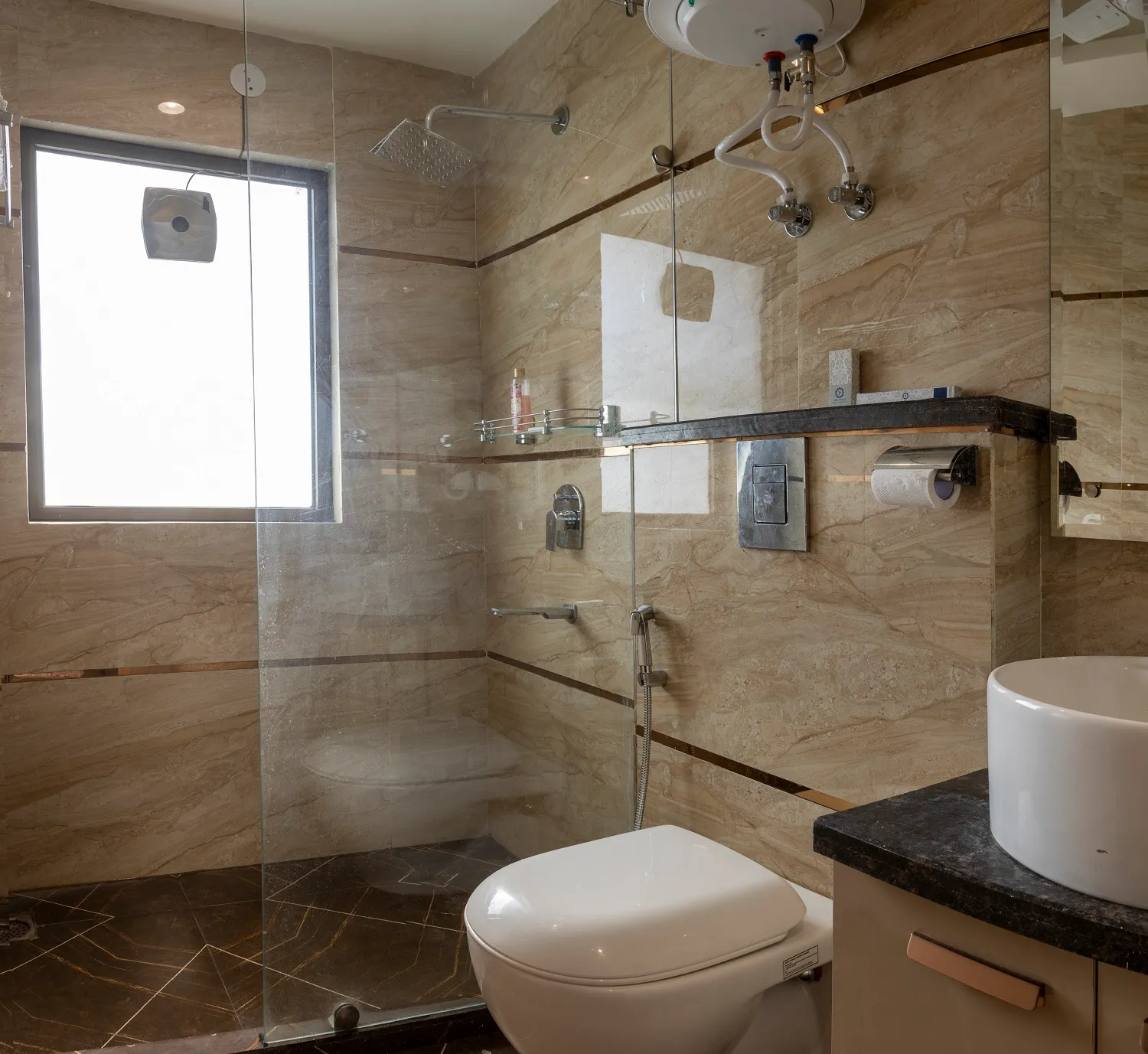 Luxury bathroom fitting in the studio apartment on Cyber city - rent a studio for a long or short stay with perch
