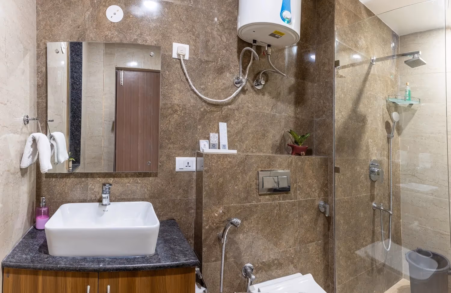 Luxury bathrooms with furnishing and bathroom fittings for modern living