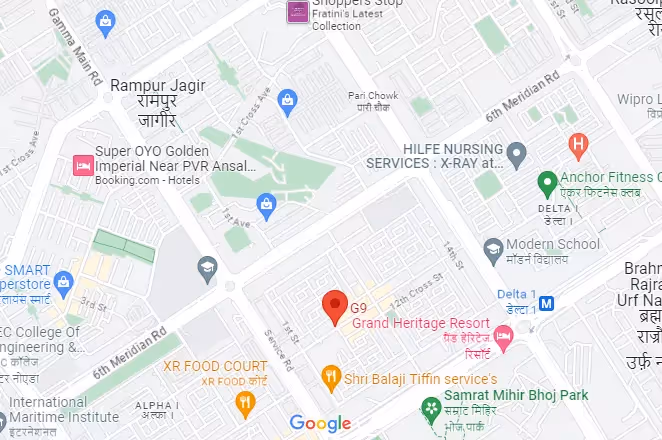 link to the google map of perch studio apartments on sohna road