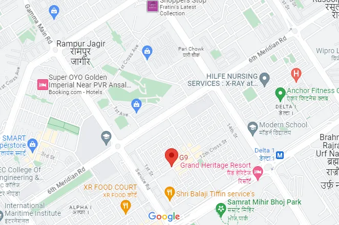 link to the google map of perch studio apartments on sohna road
