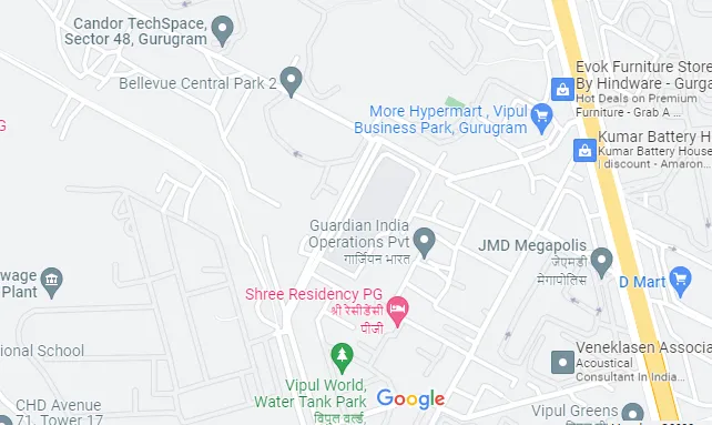 link to the google map of perch studio apartments on sohna road