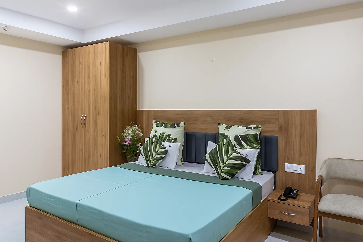 Classic Room at Perch Arbor Cyber City featuring a cozy queen bed, soft lighting, and warm interiors for a homely stay.