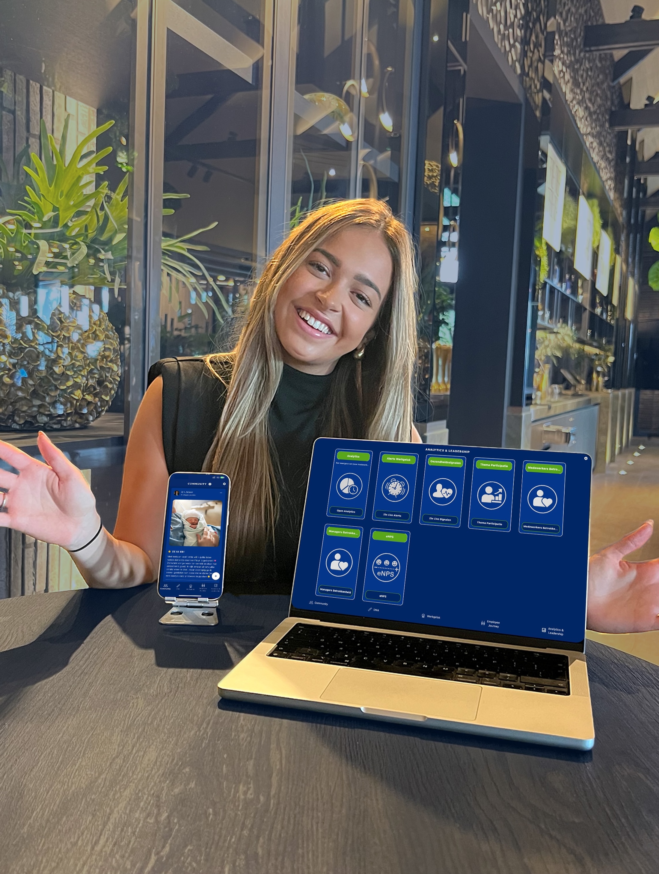 Phone with Work Happiness App