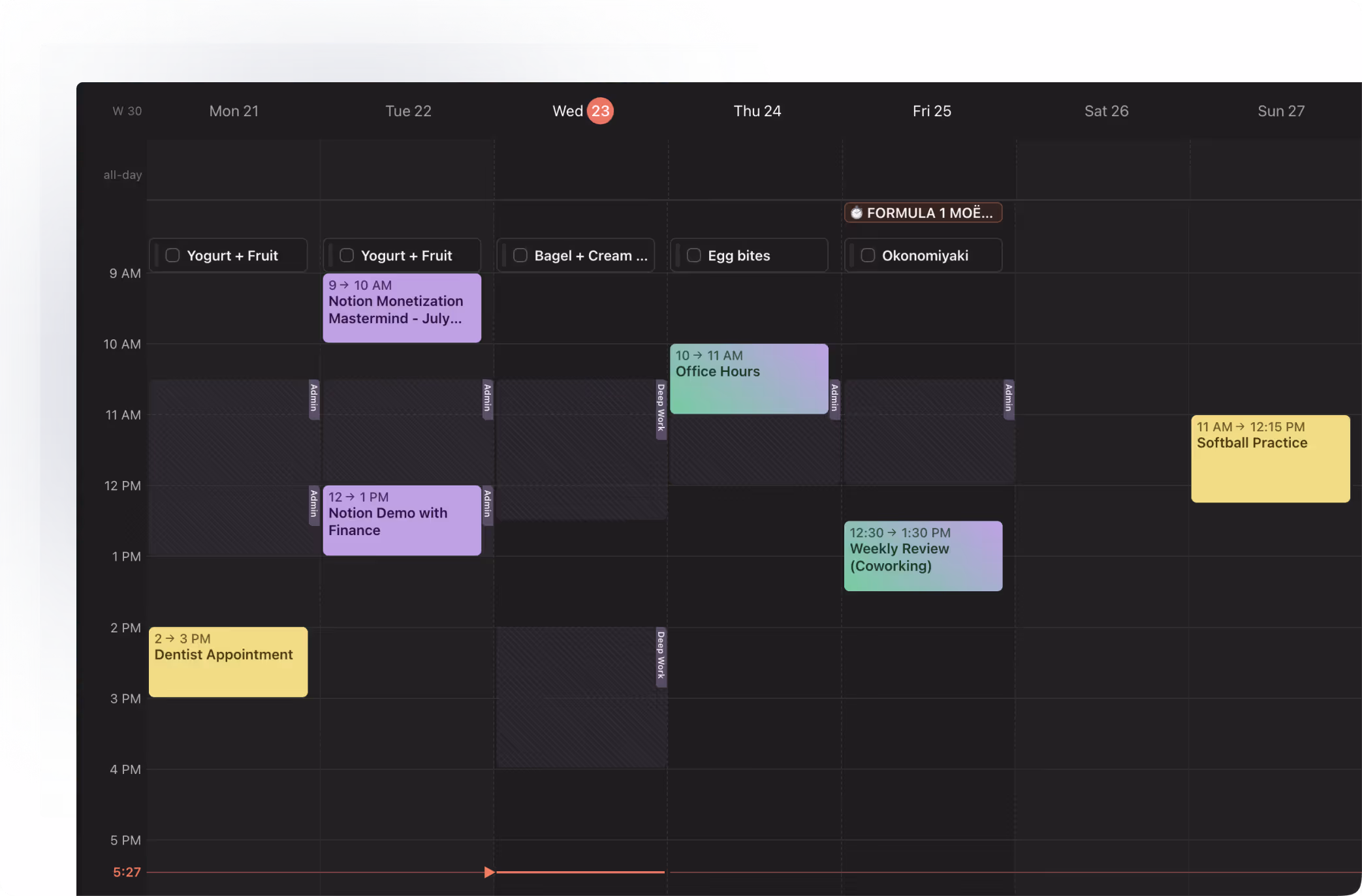 Use Frames in Morgen to template your ideal week.