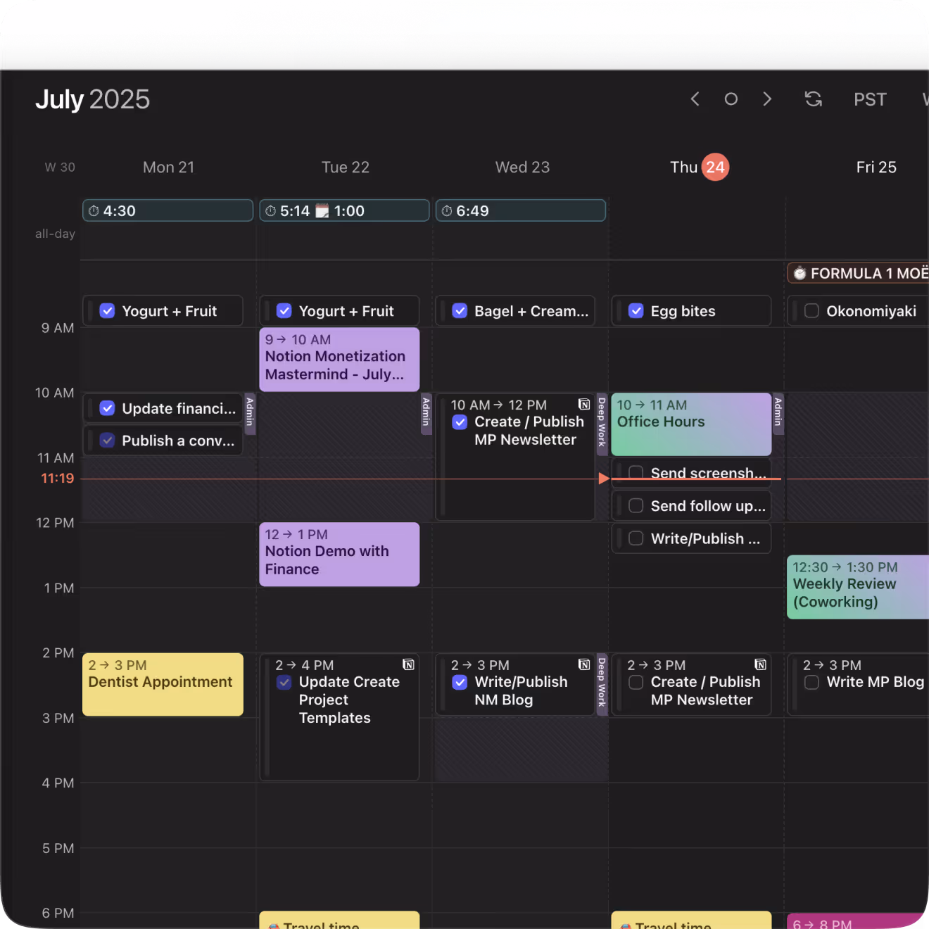 Combine multiple calendars in Morgen to manage them in one place.