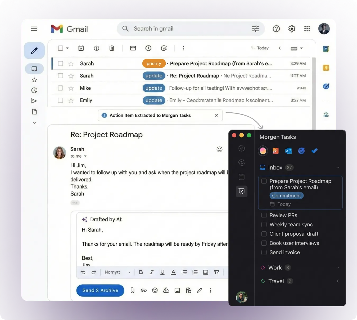 Integrate all your calendars with Morgen, including Google, Outlook, Apple, Fastmail Calendars, and more.
