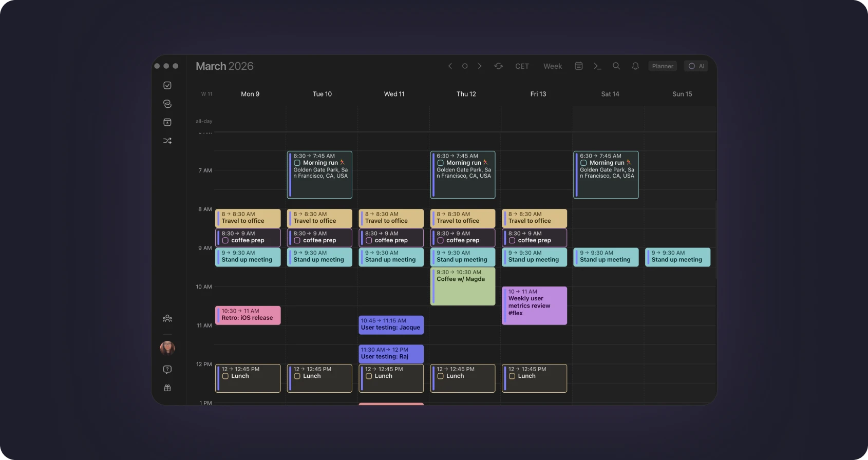 Design multiple daily routines with different colors