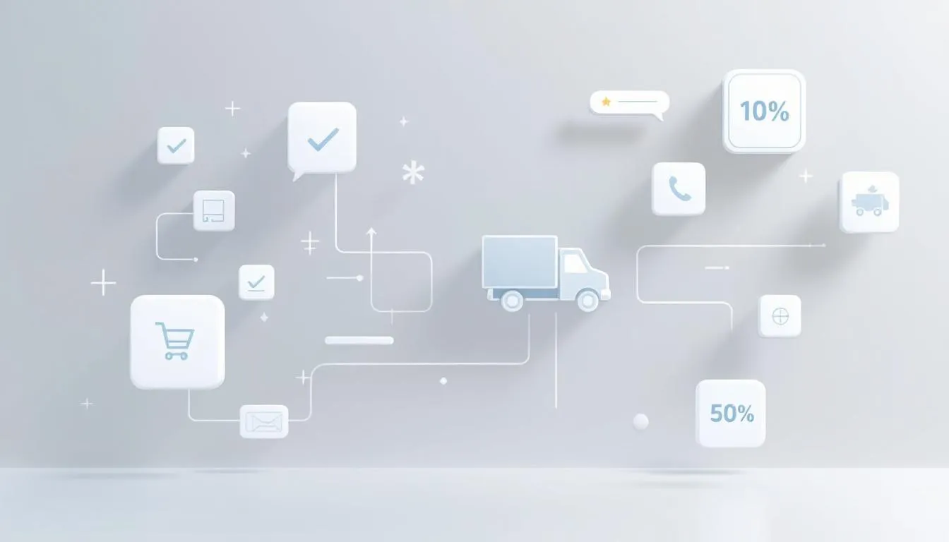 An illustration of free shipping offers for an online store, promoting discounts and cart completion.